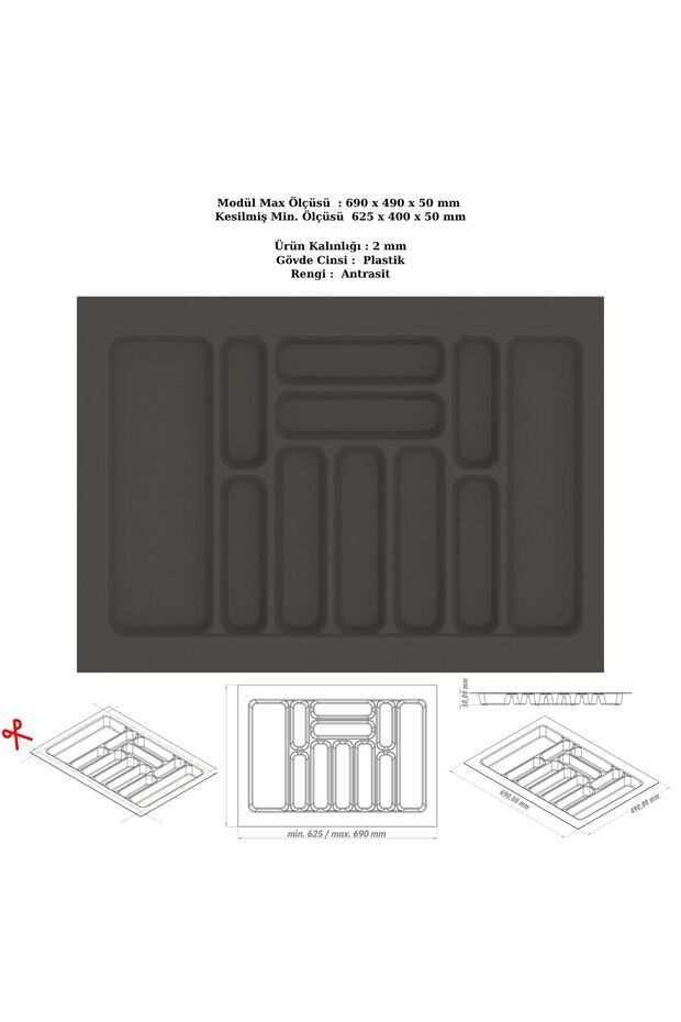 Drawer Cutlery Holder, Organizer, Organizer 69 cm X 49 cm