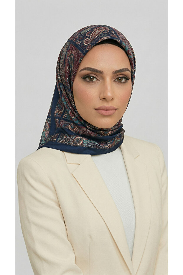 وشاح مافيرا رايون - أزرق داكن / أحمر