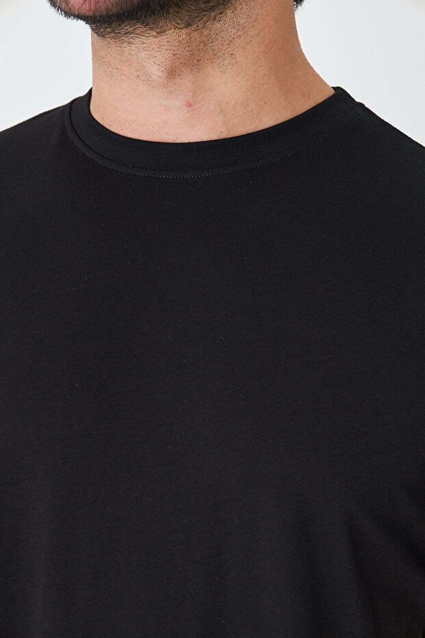 Black Crew Neck Basic T-Shirt - 4