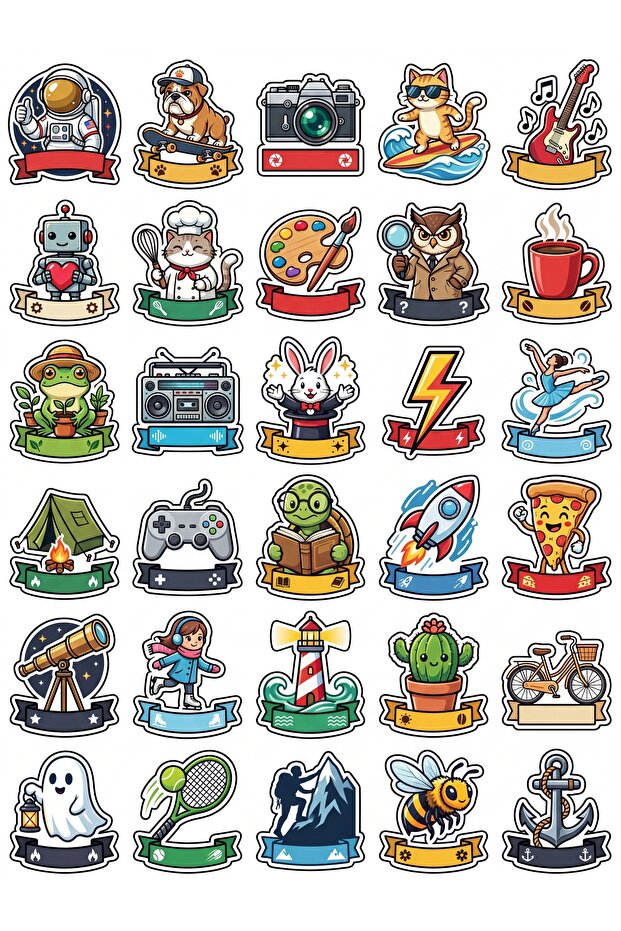 30 Pieces Fun Character Mascot Sticker Set - Laptop Phone Agenda