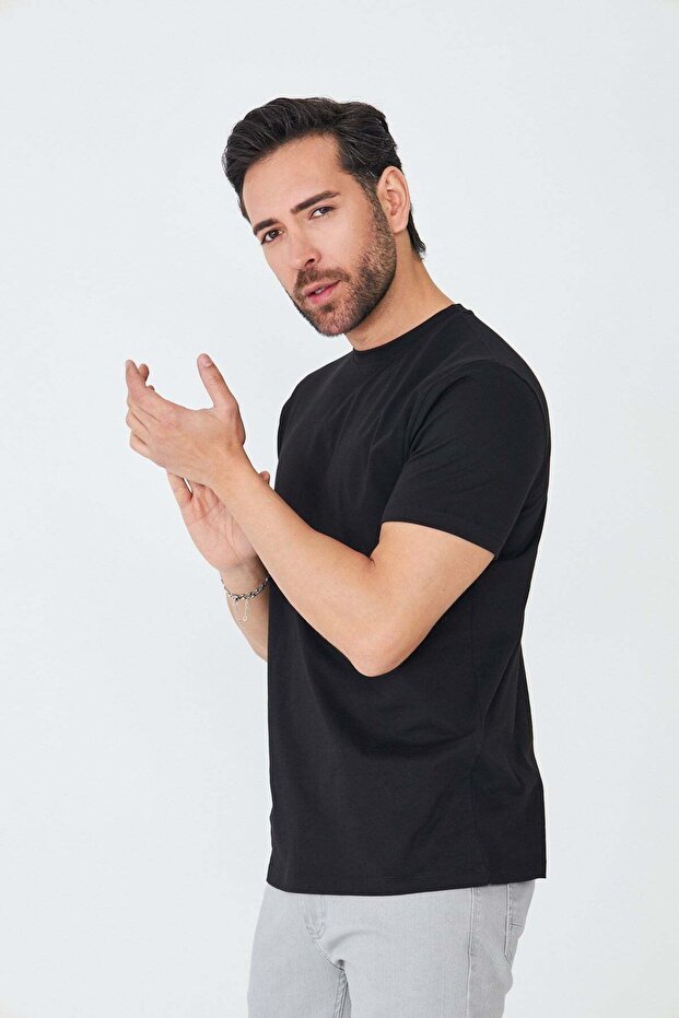 Black Crew Neck Basic T-Shirt - 7