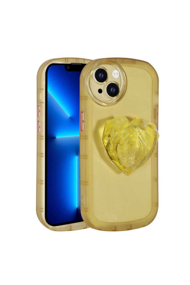 iPhone 13 Compatible Camera Protected Pop Socket Colorful Tgco Ofro Case-Yellow
