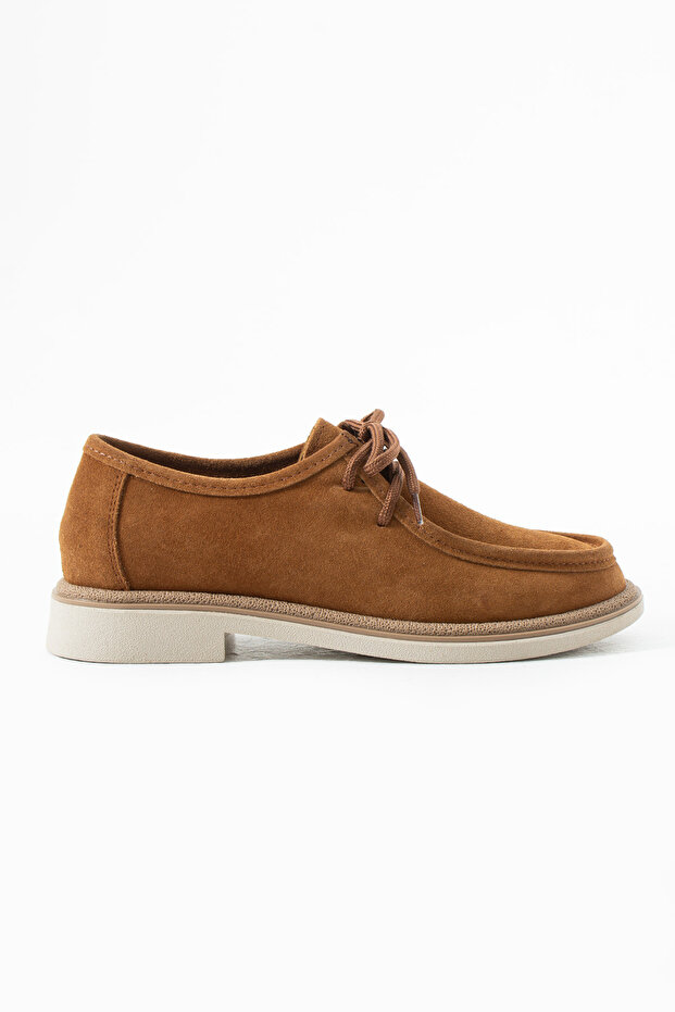 Luby Tan Suede Genuine Leather Lace-Up Loafer