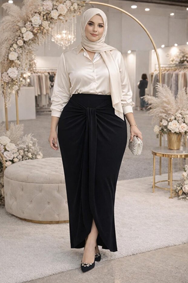 Plus Size Hijab Butterfly Model Sandy Tie-Up Evening Dress Skirt