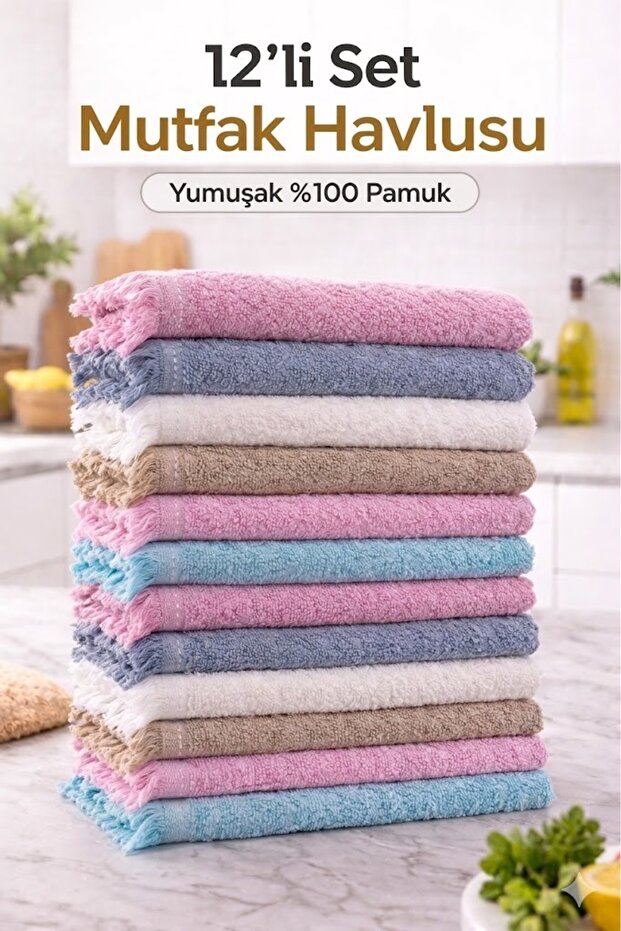 Italian 12-Pack 30X50 cm Hand and Face Towels, Kitchen Towels
