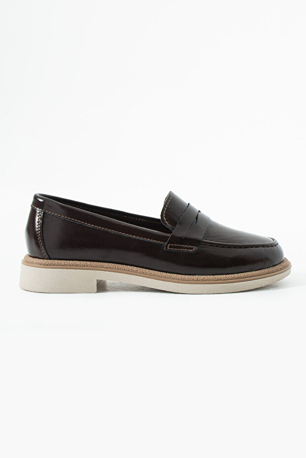 Tedy Brown Genuine Leather Patent Leather Loafer