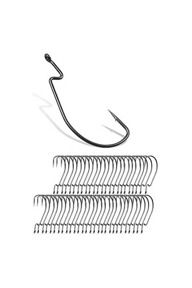 100 Pcs Fishing Hooks, Strong Sharp Soft Bait Jig Fish Hooks