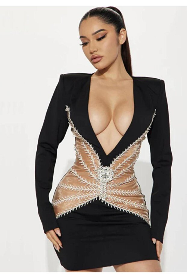 Long-Sleeved Knitted Stretch Bandage Dress
