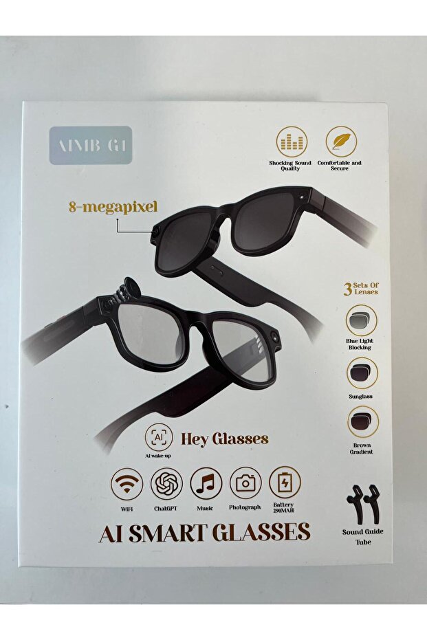 Smart Glass AI SMART GLASSES ChatGPT Akıllı Gözlük – Yapay Zeka Gözlük (AI), Kamera, Bluetooth, Müzik, IPX5