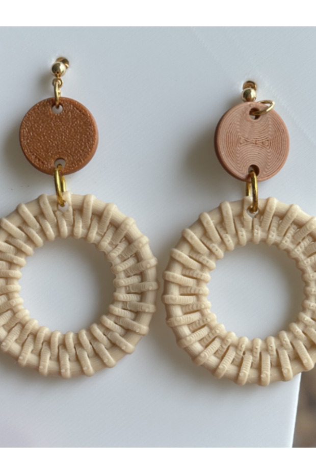 "Knitting of Hestia" – Wicker-Look 3D Print Geometric Earrings