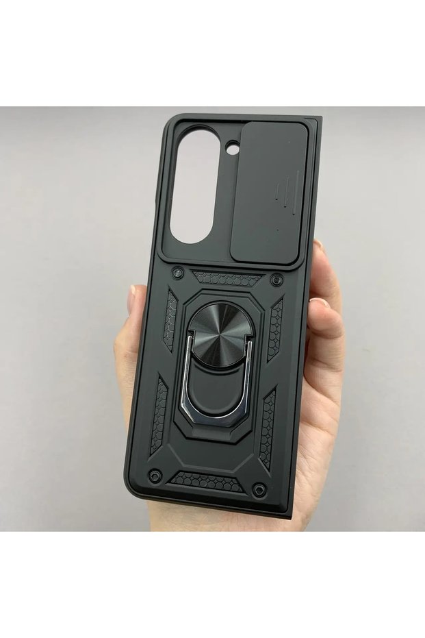 Lens Protected Ring Stand Tank Case Compatible with Samsung Galaxy Z Fold 7