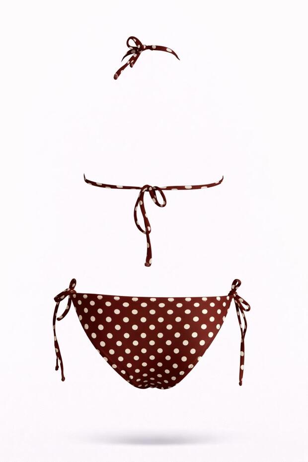 Triangle Brazilian Skirted Polka Dot Bikini Set - 6