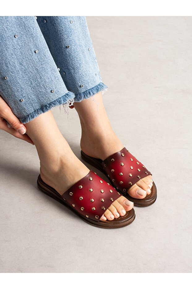 Mashi̇ Burgundy Women's Slippers