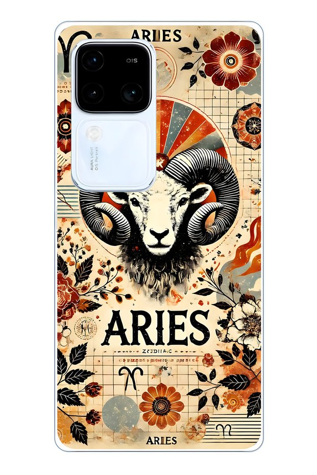 Vivo V30 Compatible Aries Patterned Transparent Phone Case