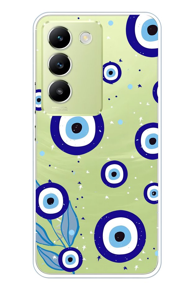 Vivo V30 Lite Compatible Transparent Phone Case with Night Evil Eye Pattern