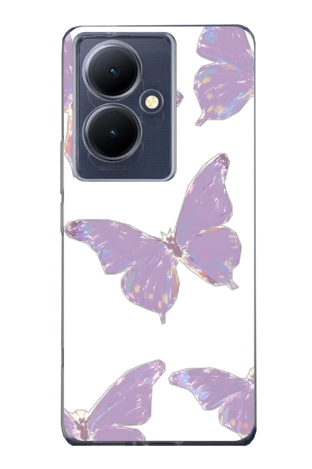 Vivo V29 Lite 5g Compatible Purple Butterfly Pattern Transparent Phone Case