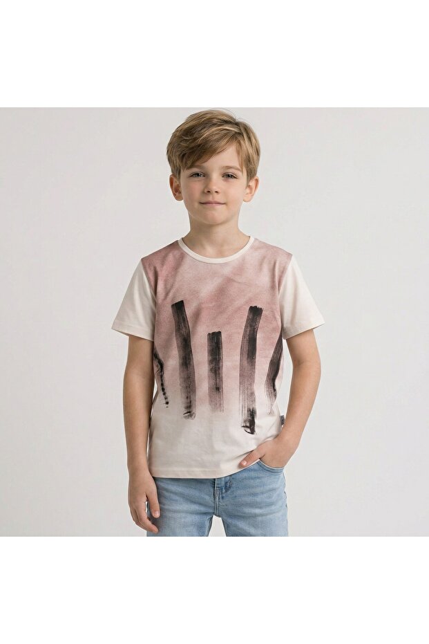 Boy's Gradient Printed T-Shirt Cotton Summer Stylish Casual T-Shirt