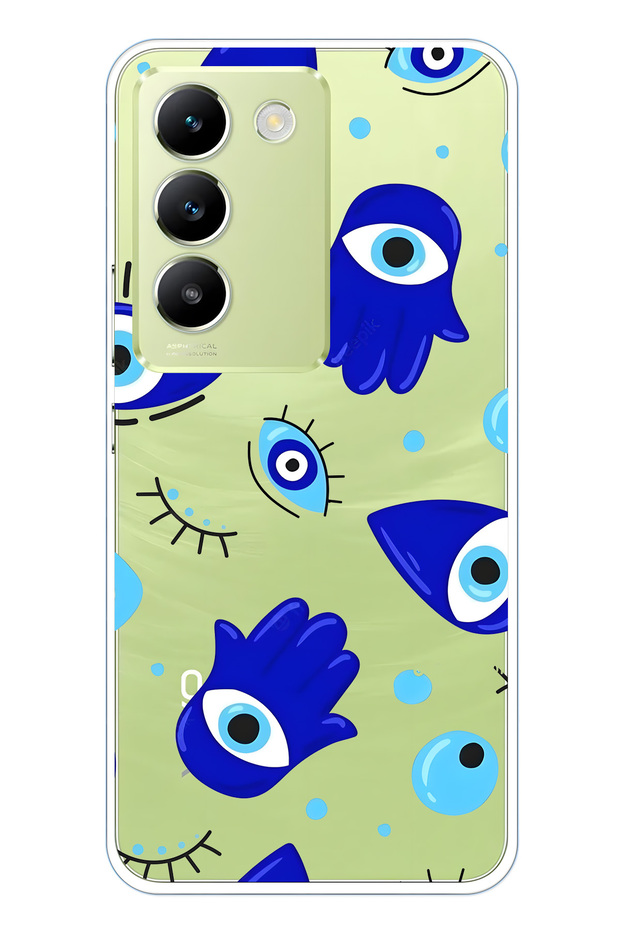 Vivo V30 Lite Compatible Hamsa Hand Pattern Transparent Phone Case