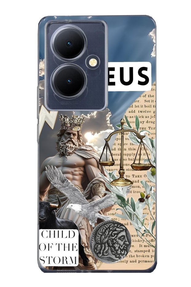 Vivo V29 Lite 5g Compatible Zeus Patterned Transparent Phone Case