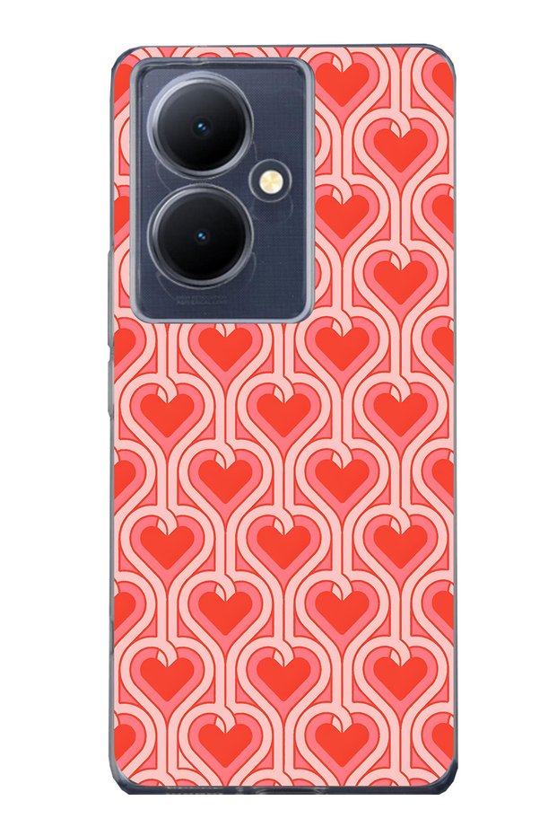 Vivo V29 Lite 5g Compatible Retro Heart Pattern Transparent Phone Case