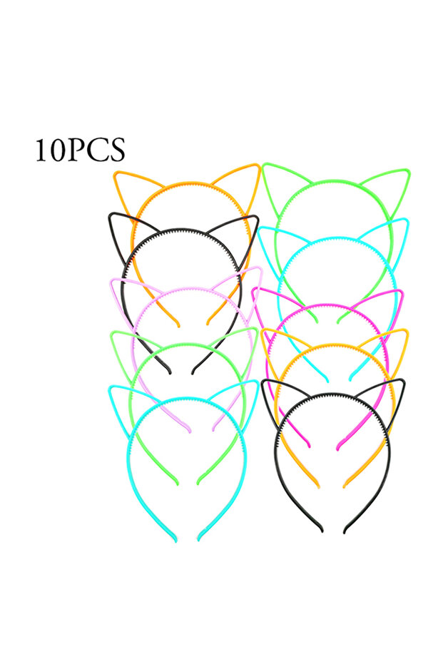 10-Piece Cat Ears Headbands Multicolour