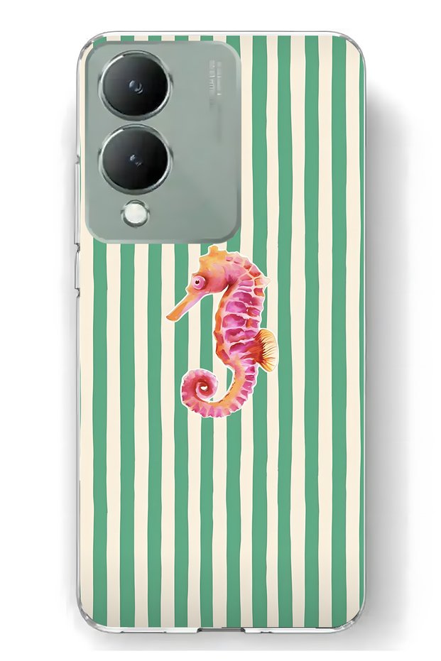 Vivo Y17S Compatible Seahorse Patterned Transparent Phone Case