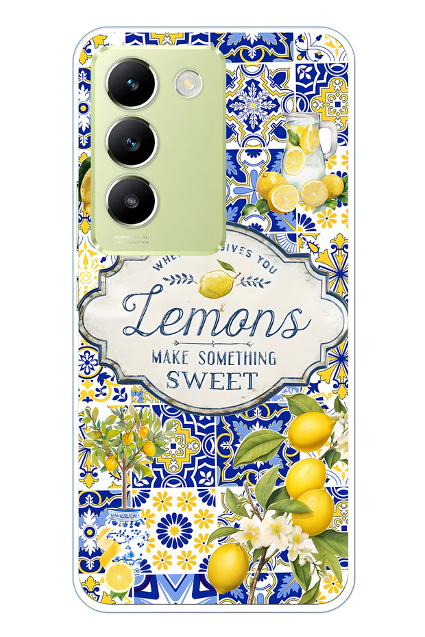Vivo V30 Lite Compatible Lemon Patterned Transparent Phone Case