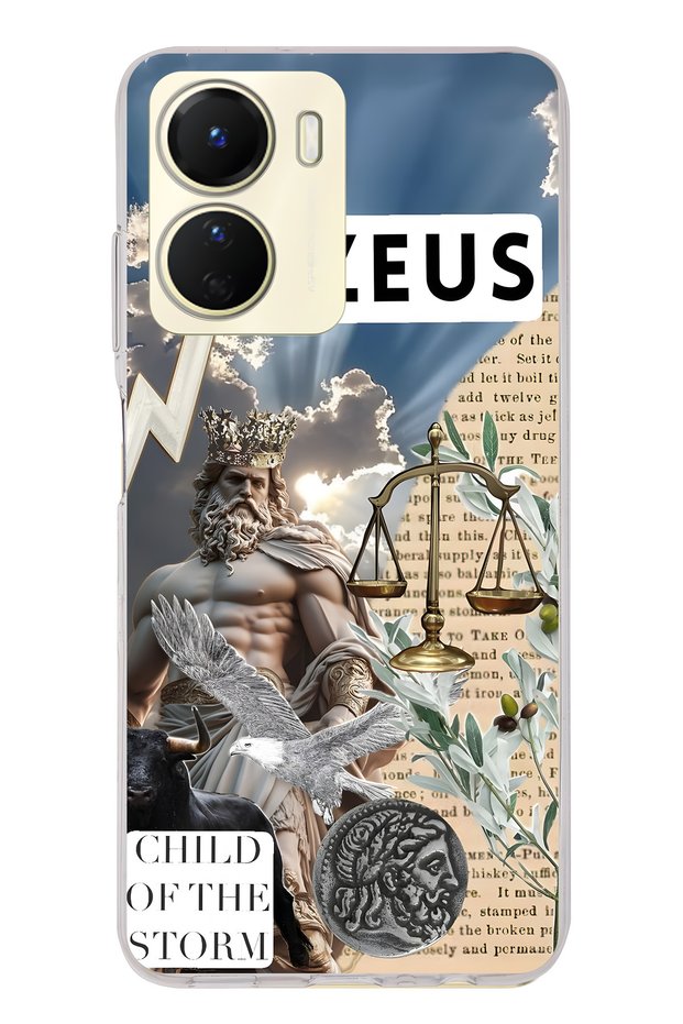 Vivo Y16 Compatible Zeus Patterned Transparent Phone Case