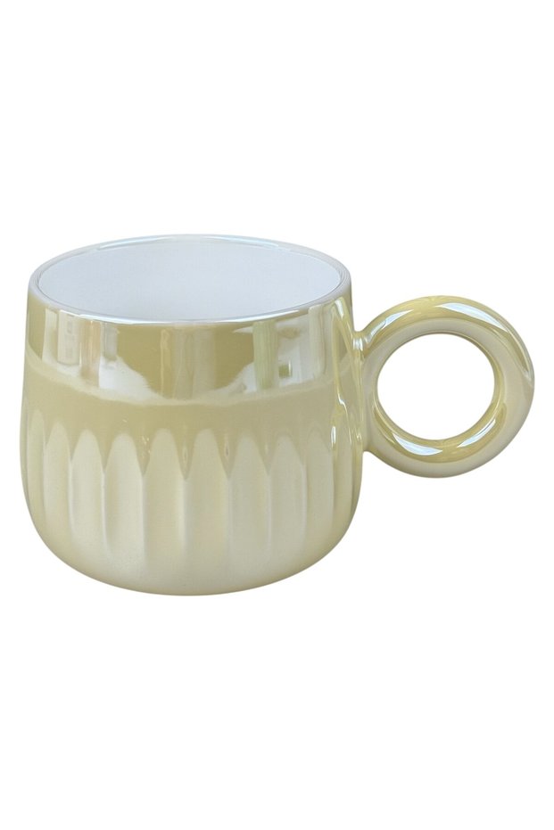 Yellow Ceramic Mug Round Handle 400 ml