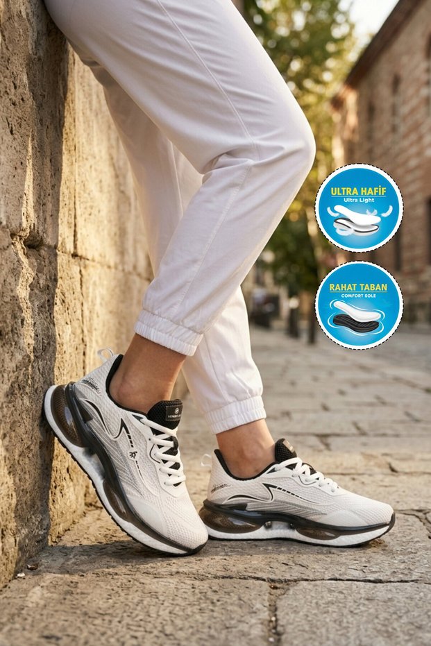 White Black Mesh Lightweight Flexible Unisex Sports Shoes 101 25087-g