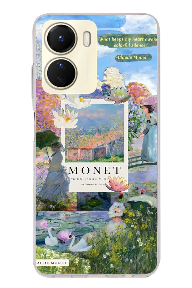 حافظة هاتف شفافة متوافقة مع Vivo Y16 من Monet Collage