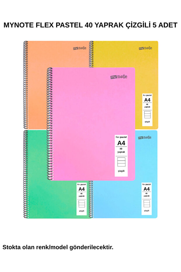 Flex Pastel Notebook A4 40 Sheets Lined 5 Pieces - 1