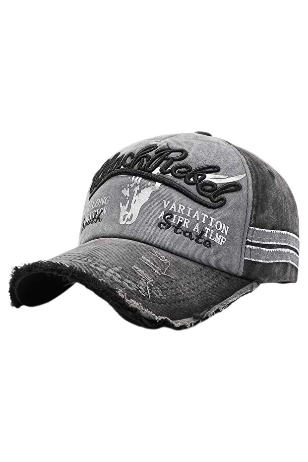 Unisex Vintage Black Rebel Embroidered Adjustable Baseball Cap Hat