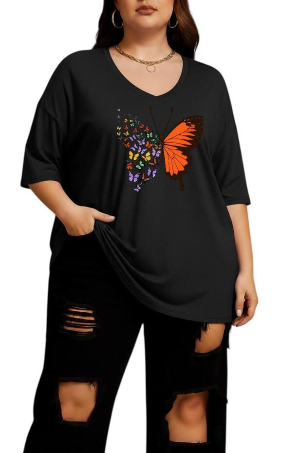 V-Neck Plus Size Oversized T-Shirt 2Cz2