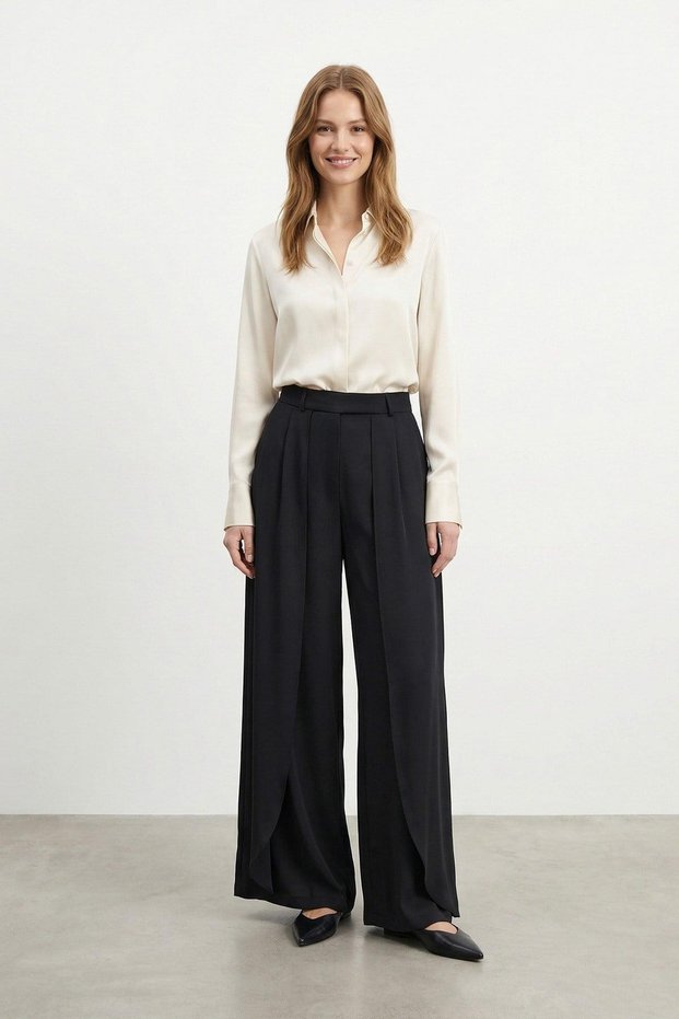 Women's Pleated Detailed Palazzo Trousers -32506