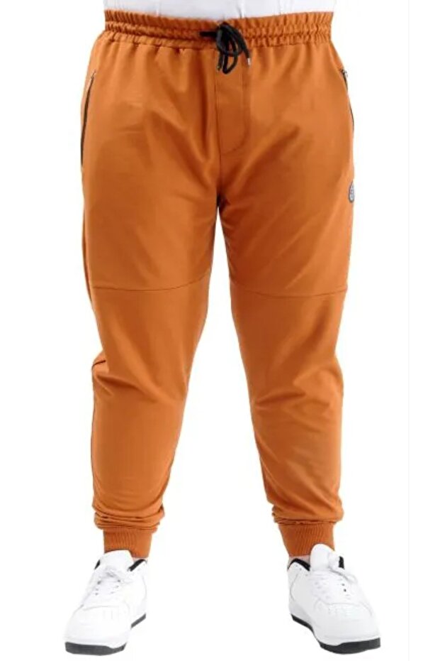 Plus Size Sweatpants Tight Leg Zippered 22501 Cinnamon