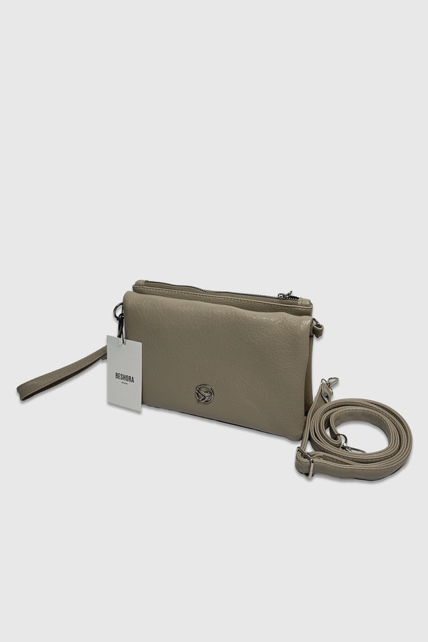 Keira Beige Matte Long Strap Wallet Detailed Crossbody Women's Hand and Shoulder Bag
