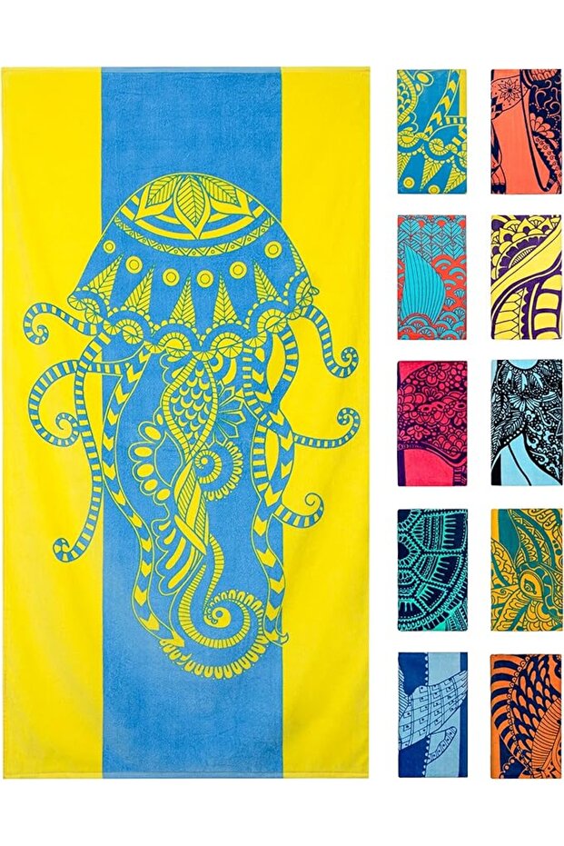 Oversized XL (160x86 cm) Beach Towel with A Cute Design, Quick Dry for Beach, Pool, Bath or Picnic