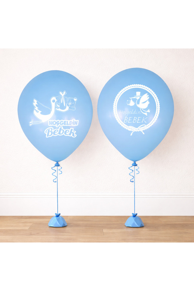 Welcome Baby Themed Blue Balloons 25 Pieces
