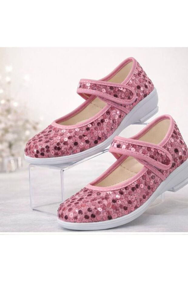 Shining Heelled Girls' Ballet Flats