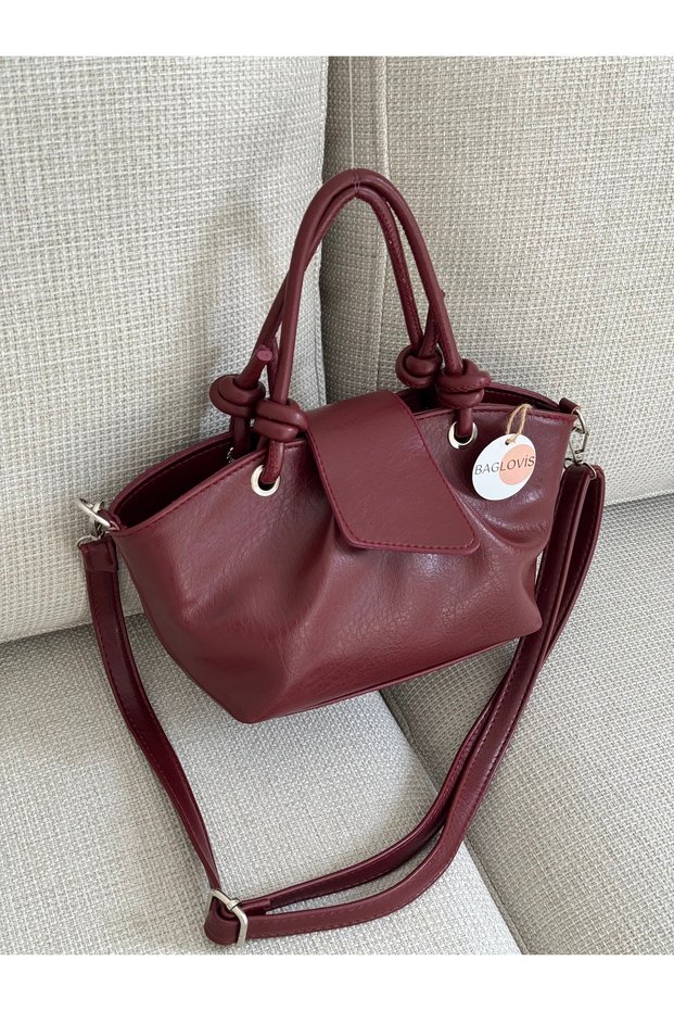 Women's Knot Strap Skin-Look Hand and Shoulder Bag Modern Daily Crossbody Bag En30 Size15