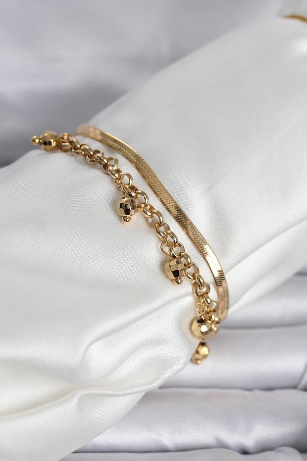 316L Steel Gold Color Dorica and Italian Chain Model Women's Bracelet Tj-Bb8386