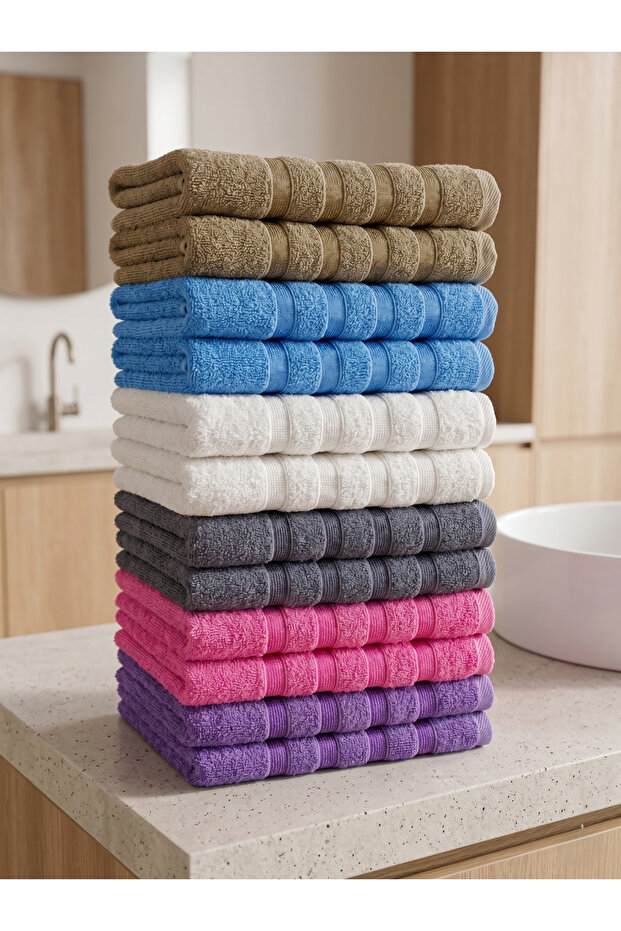 12-Piece Economical Hand Towel Set 50X90 cm Cotton Soft Absorbent Hand & Face Towels Multi-Purpose Use
