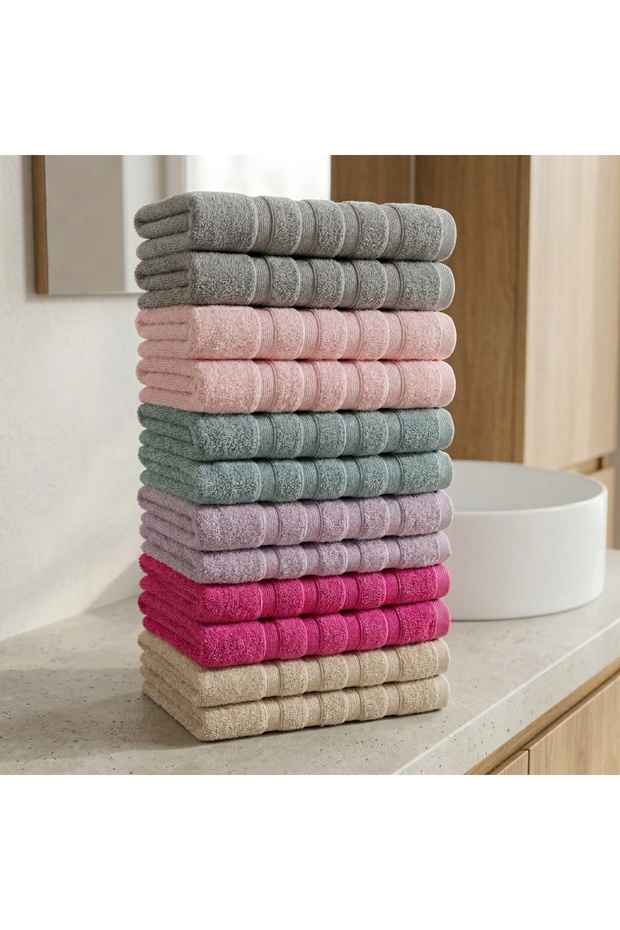 12-Piece Economical Hand Towel Set 50X90 cm Cotton Soft Absorbent Hand & Face Towels Multi-Purpose Use