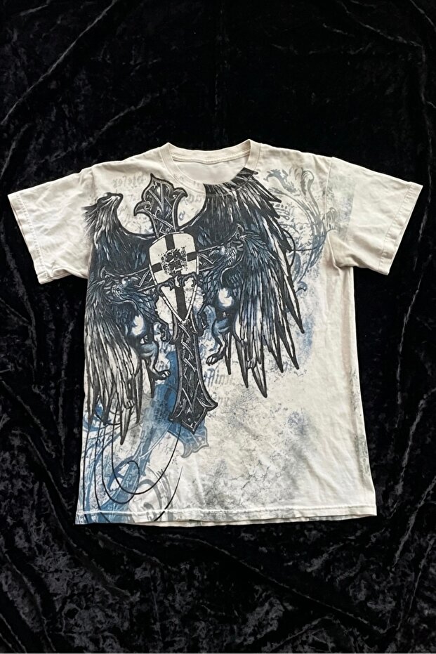 Gothic Cyber Winged Cross Unisex T-Shirt