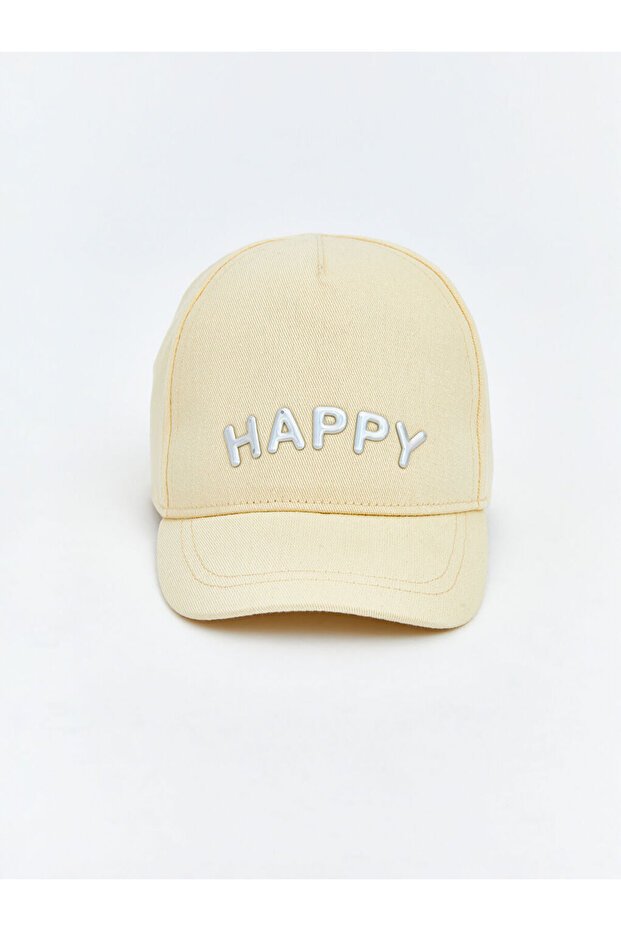 Beige Text Embroidered Baby Girl Cap Hat from Güli̇s Gi̇yi̇m