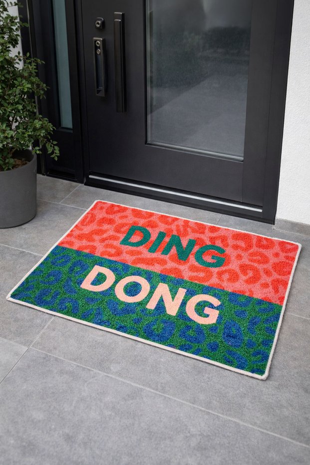 Ding Dong Non-Slip Base Washable Digital Colorful Door Mat Indoor & Outdoor Mat