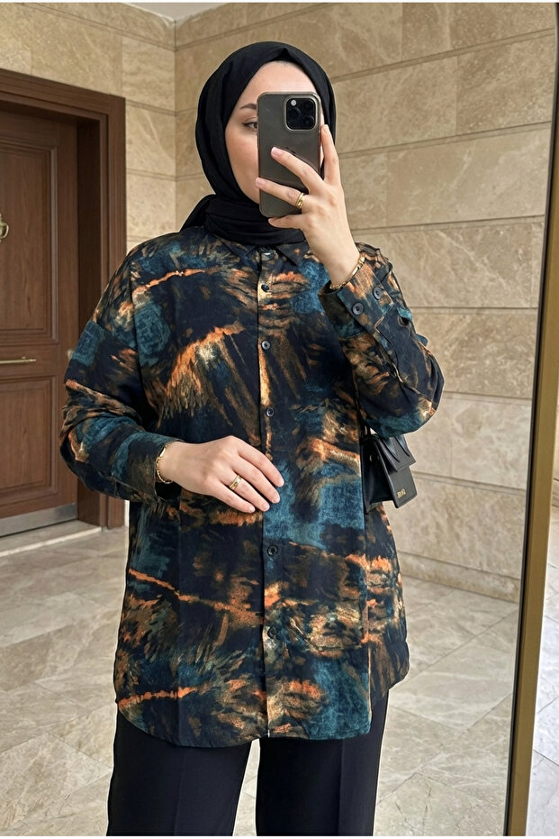 قميص تونيك نسائي ملون منقوش