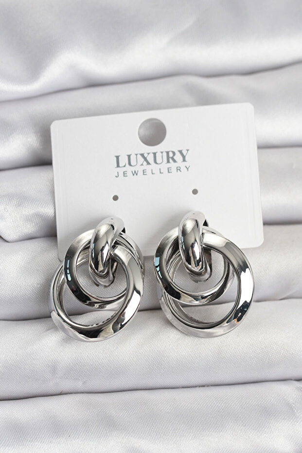 Silver Color Hoop Model Brass Women's Earrings