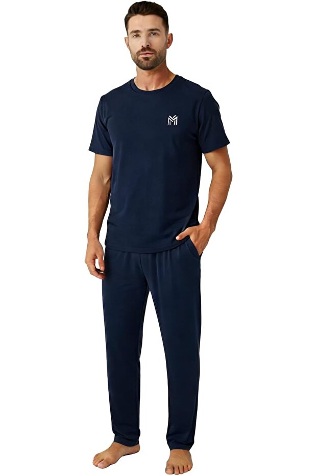 Mens Loungewear Sets Pajamas Set Top and Bottom Soft Sleepwear